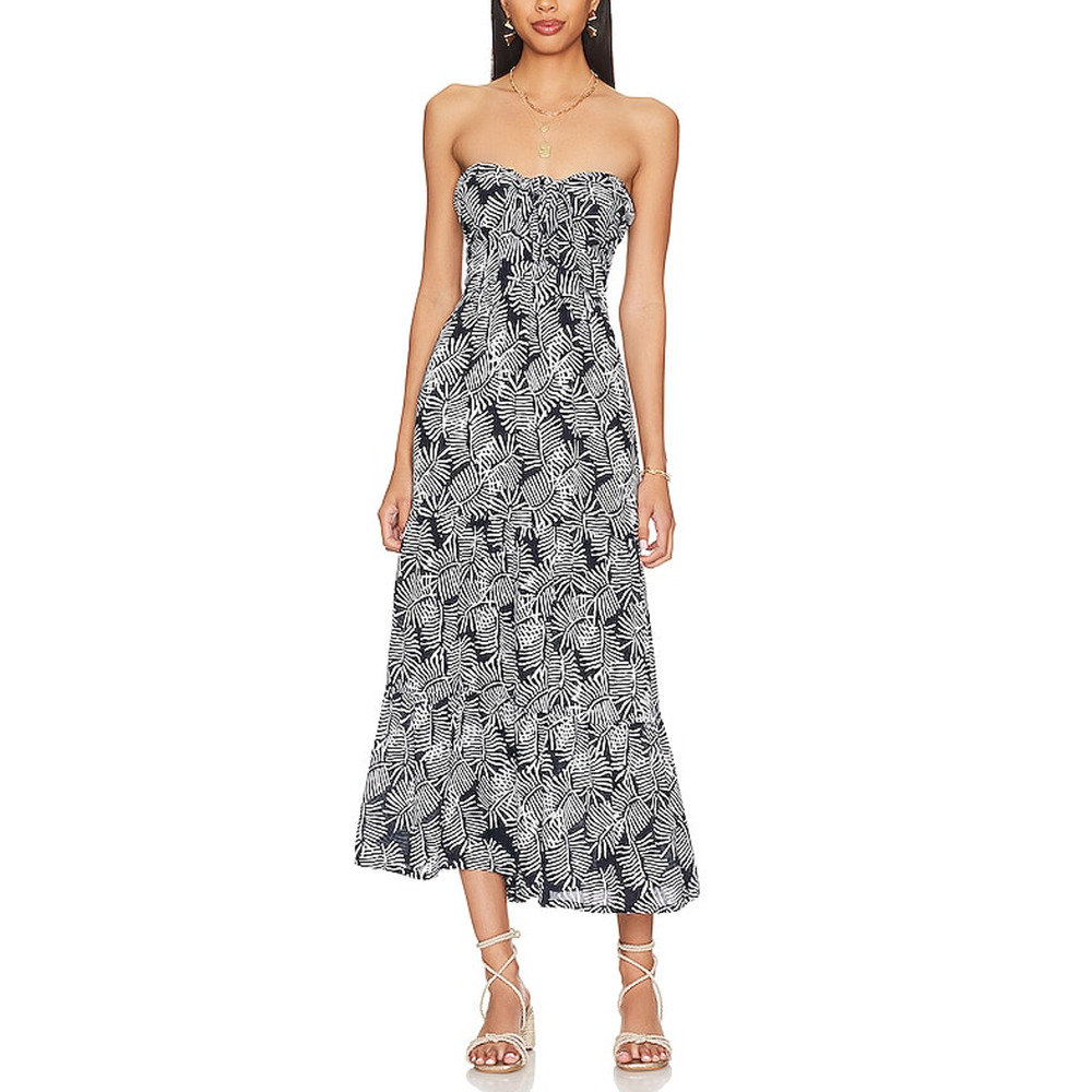 Tiare Hawaii Black and White Strapless Dress